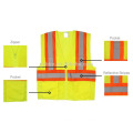 Custom Neon Yellow High Visibility Reflective Safety Vest with Pockets and Zipper Breathable Mesh Heavy Duty Workwear